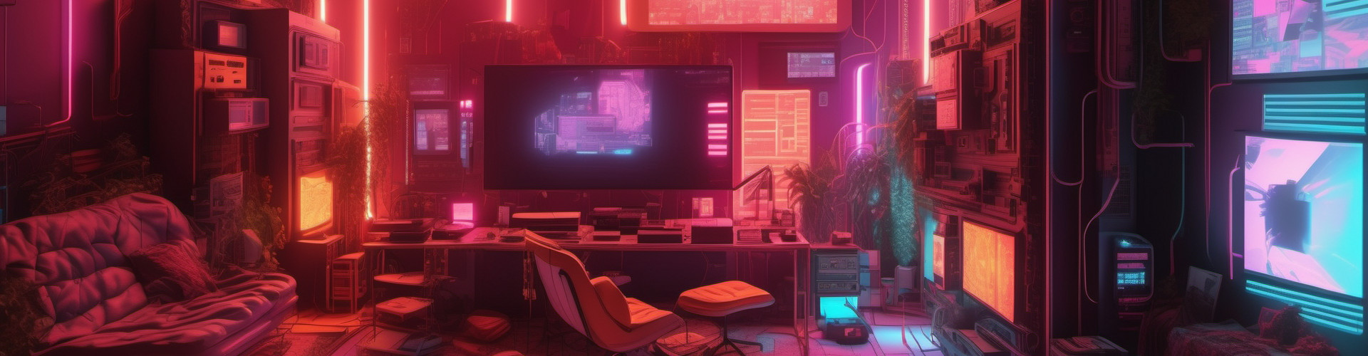 Immagine che mostra una stanza in stile cyberpunk